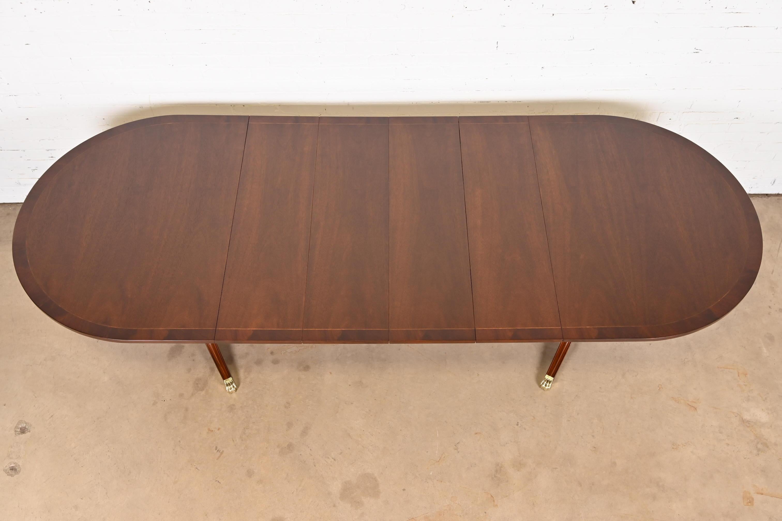 Henkel Harris Georgian Banded Mahogany Double Pedestal Dining Table, Refinished 2