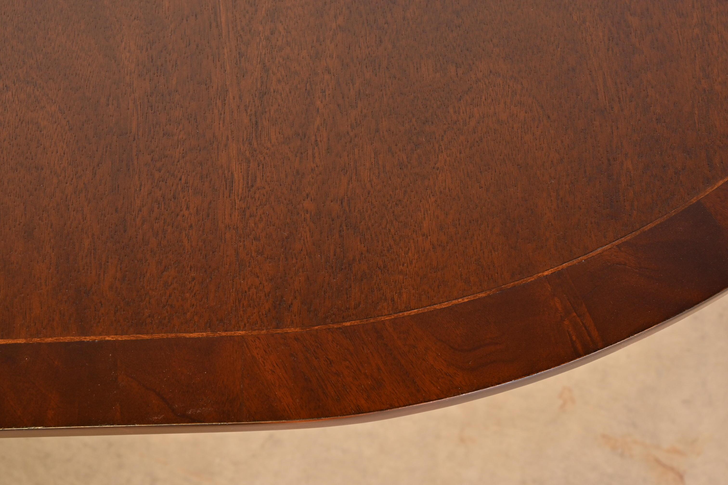 Henkel Harris Georgian Banded Mahogany Double Pedestal Dining Table, Refinished 3