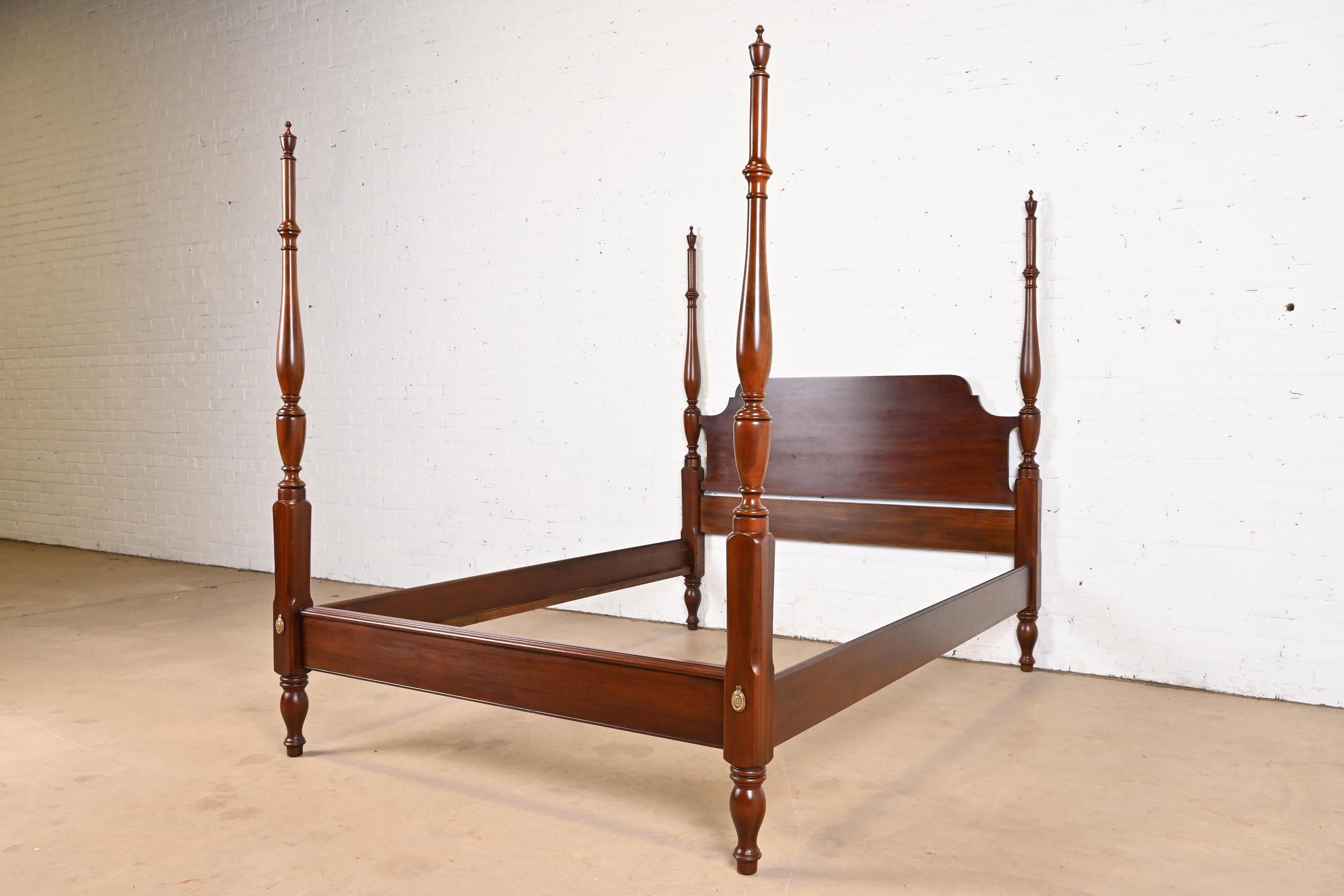 Late 20th Century Henkel Harris Georgian Carved Mahogany Full Size Poster Bed