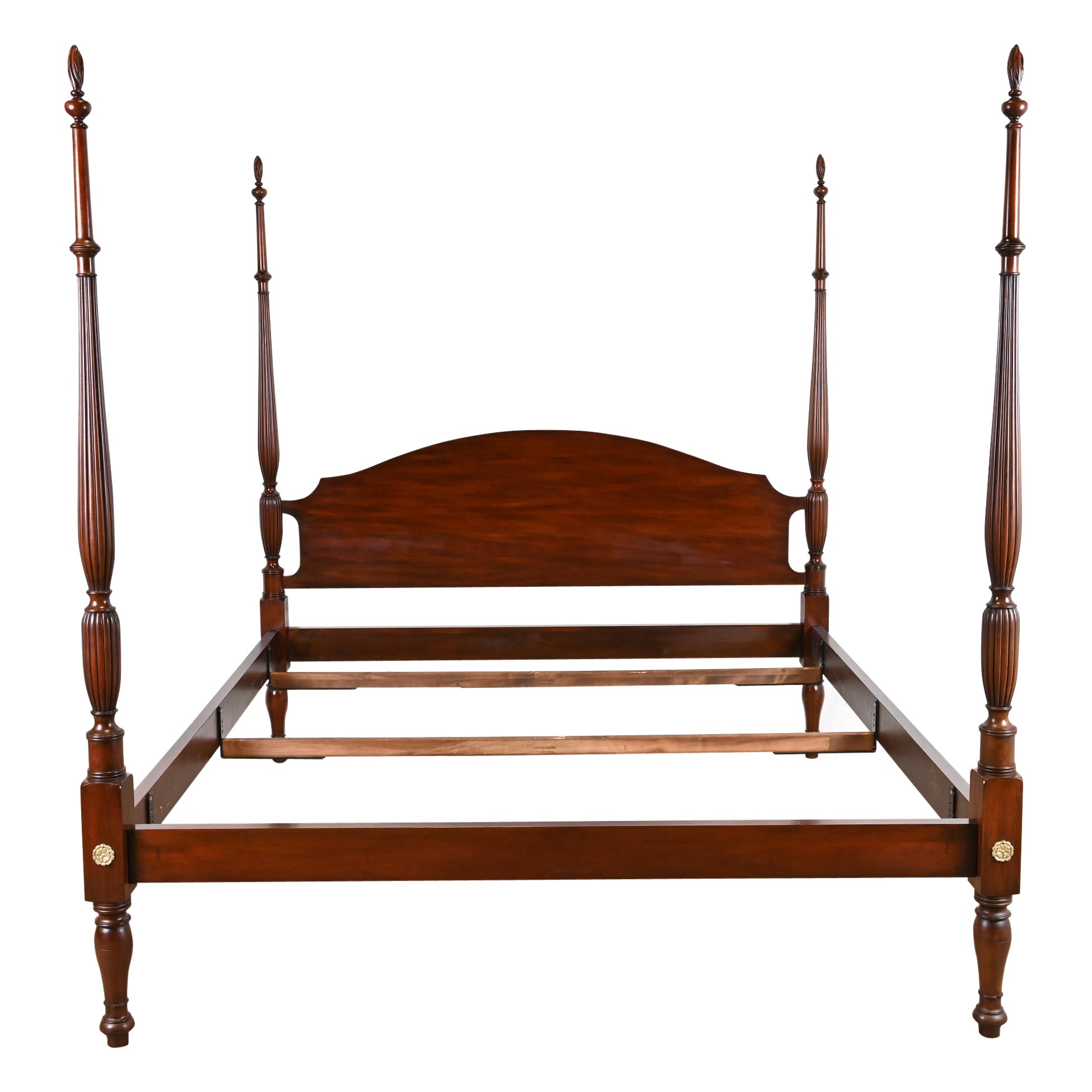 Henkel Harris Georgian Carved Mahogany King Size Poster Bed