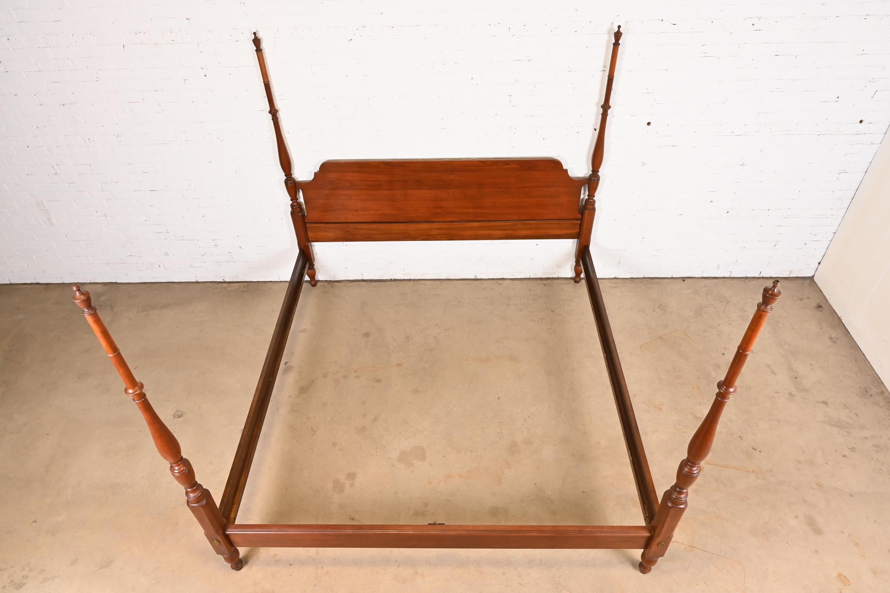 Henkel Harris Georgian Carved Solid Cherry Wood King Size Poster Bed, 1974 2