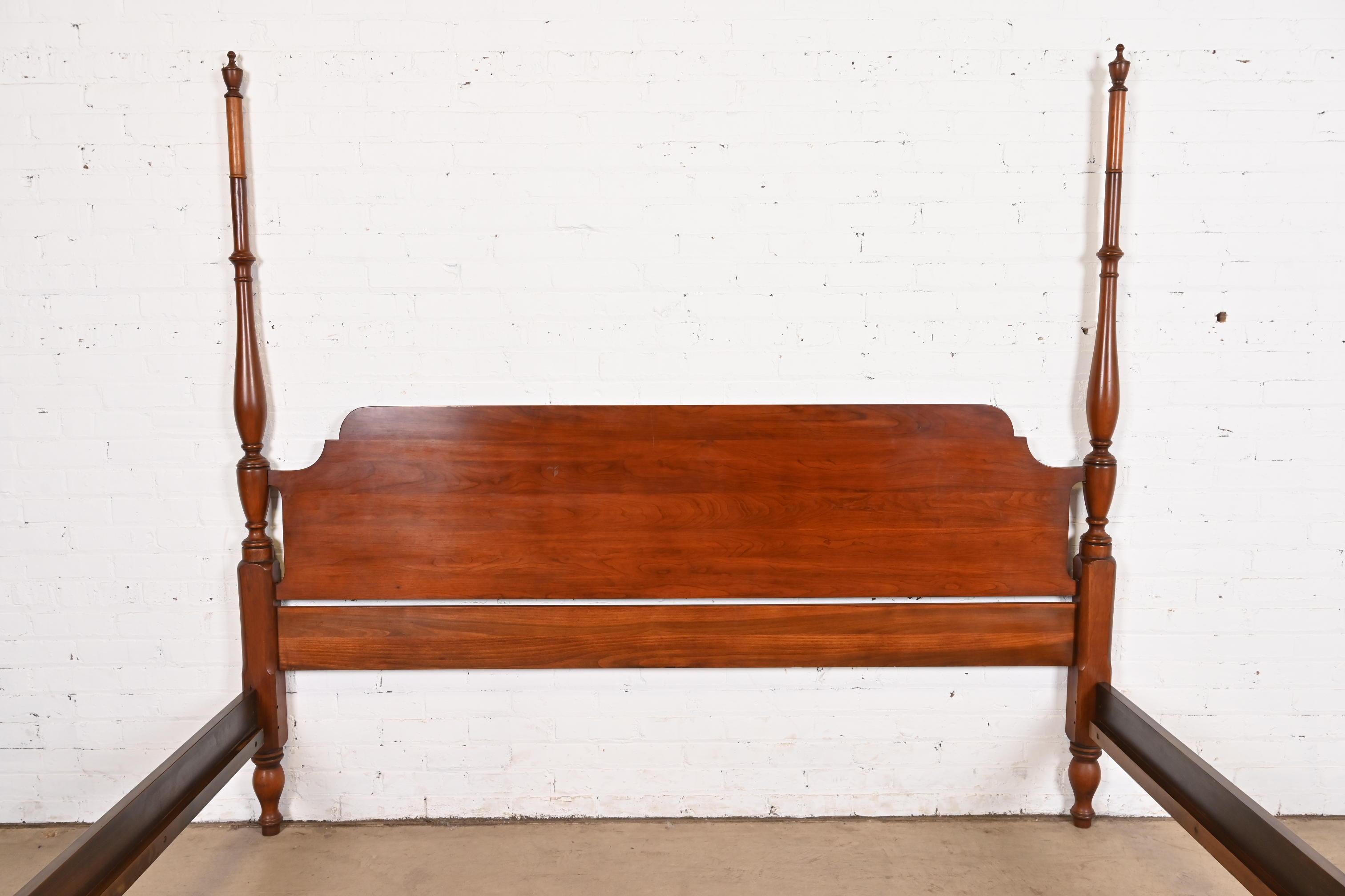 Henkel Harris Georgian Carved Solid Cherry Wood King Size Poster Bed, 1974 3