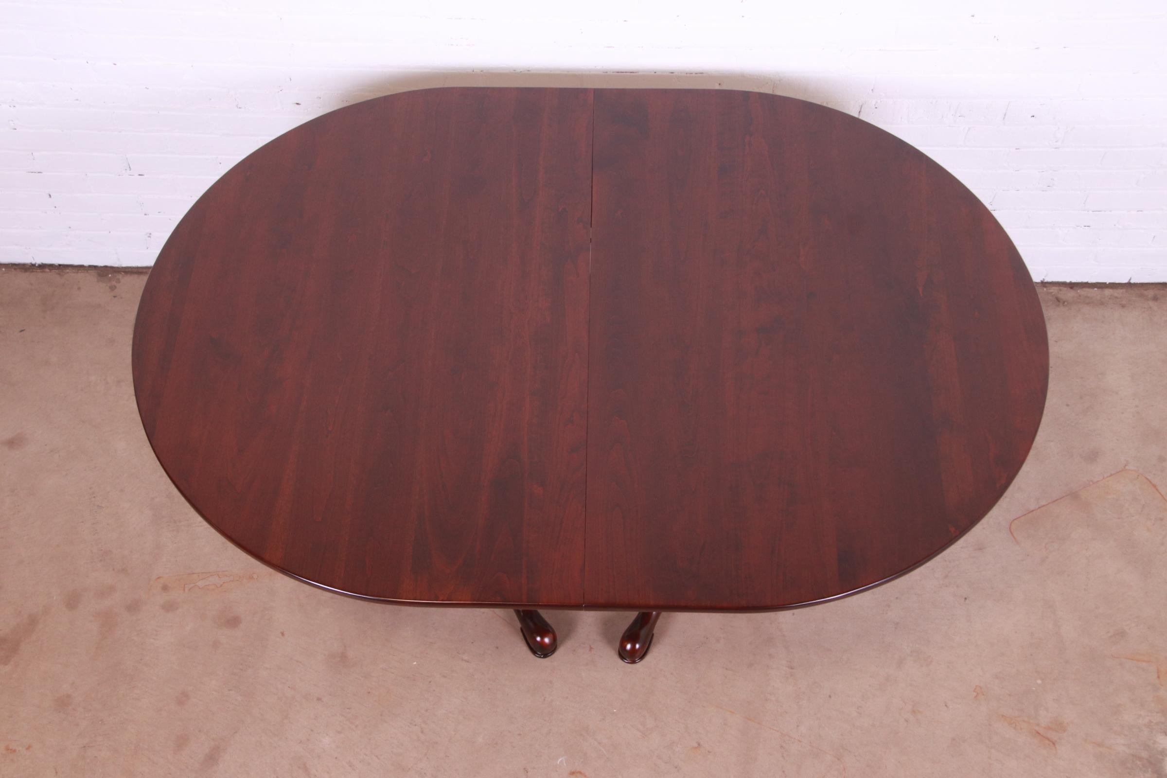 Henkel Harris Georgian Cherry Wood Double Pedestal Dining Table, Refinished For Sale 10