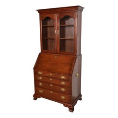 Henkel Harris Georgian Cherry Wood Drop Front Secretary Desk With Bookcase Hutch Henkel Harris Georgian Cherry Wood Drop Front Secretary Desk With Bookcase Hutch