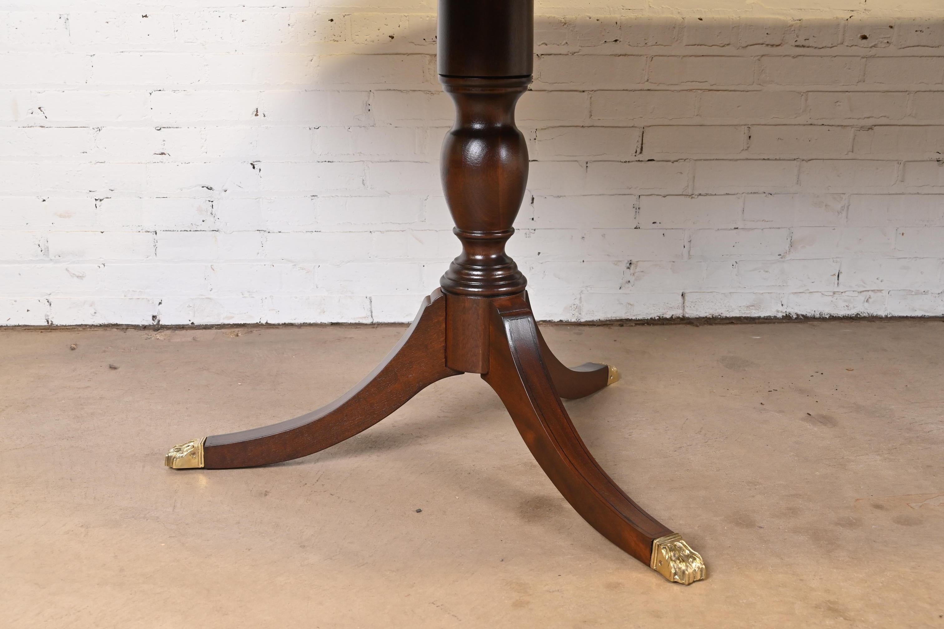 Henkel Harris Georgian Mahogany Double Pedestal Dining Table, Newly Refinished 4