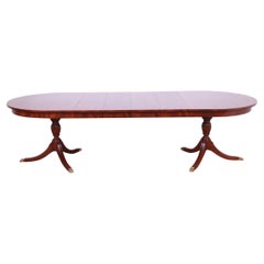 Henkel Harris Georgian Mahogany Double Pedestal Dining Table, Newly Refinished