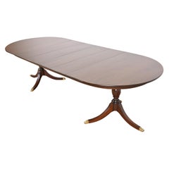 Henkel Harris Georgian Mahogany Double Pedestal Dining Table, Newly Refinished
