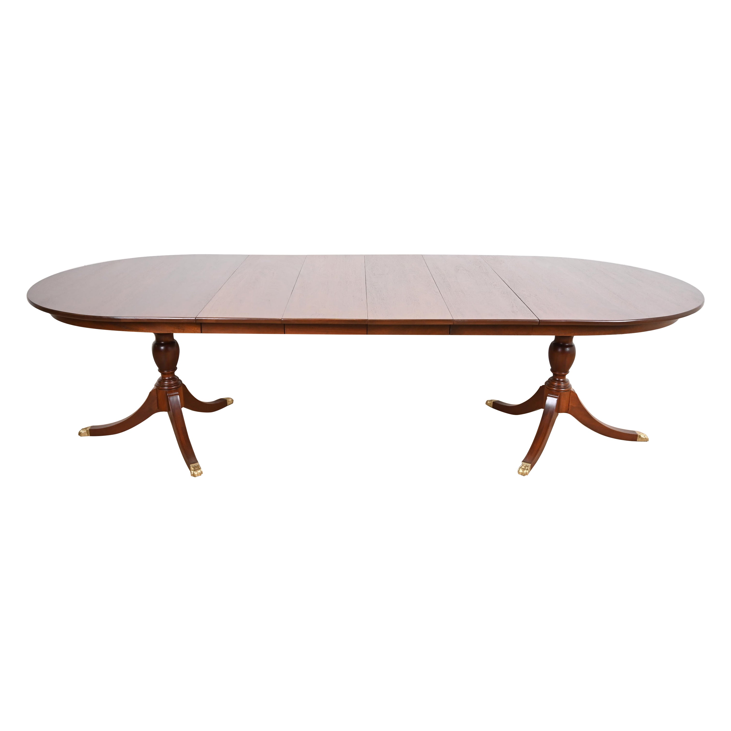 Henkel Harris Georgian Mahogany Double Pedestal Extension Dining Table