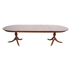 Henkel Harris Georgian Mahogany Double Pedestal Extension Dining Table