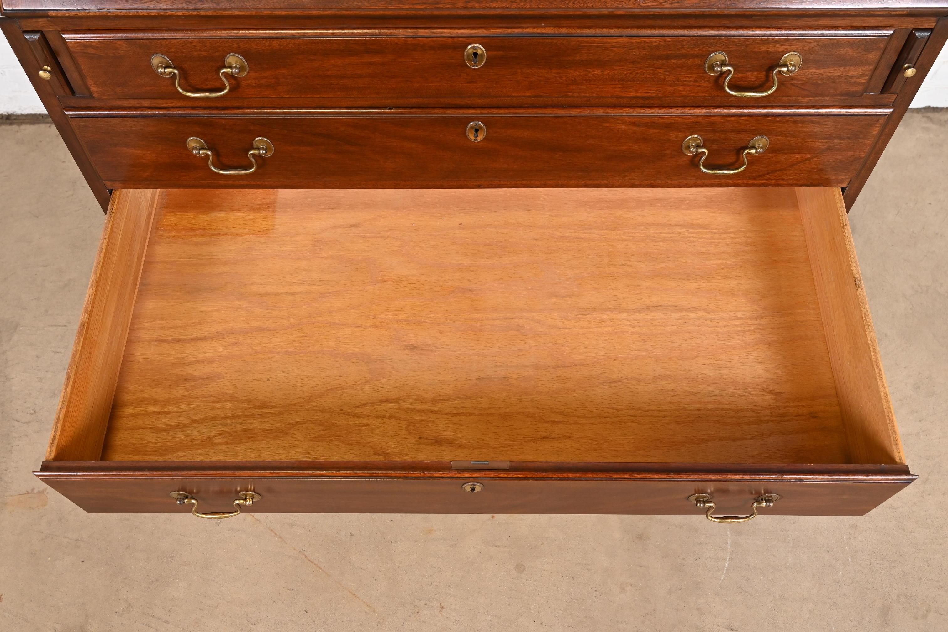 Henkel Harris Georgian Mahogany Drop Front Secretary Desk with Bookcase Hutch 1
