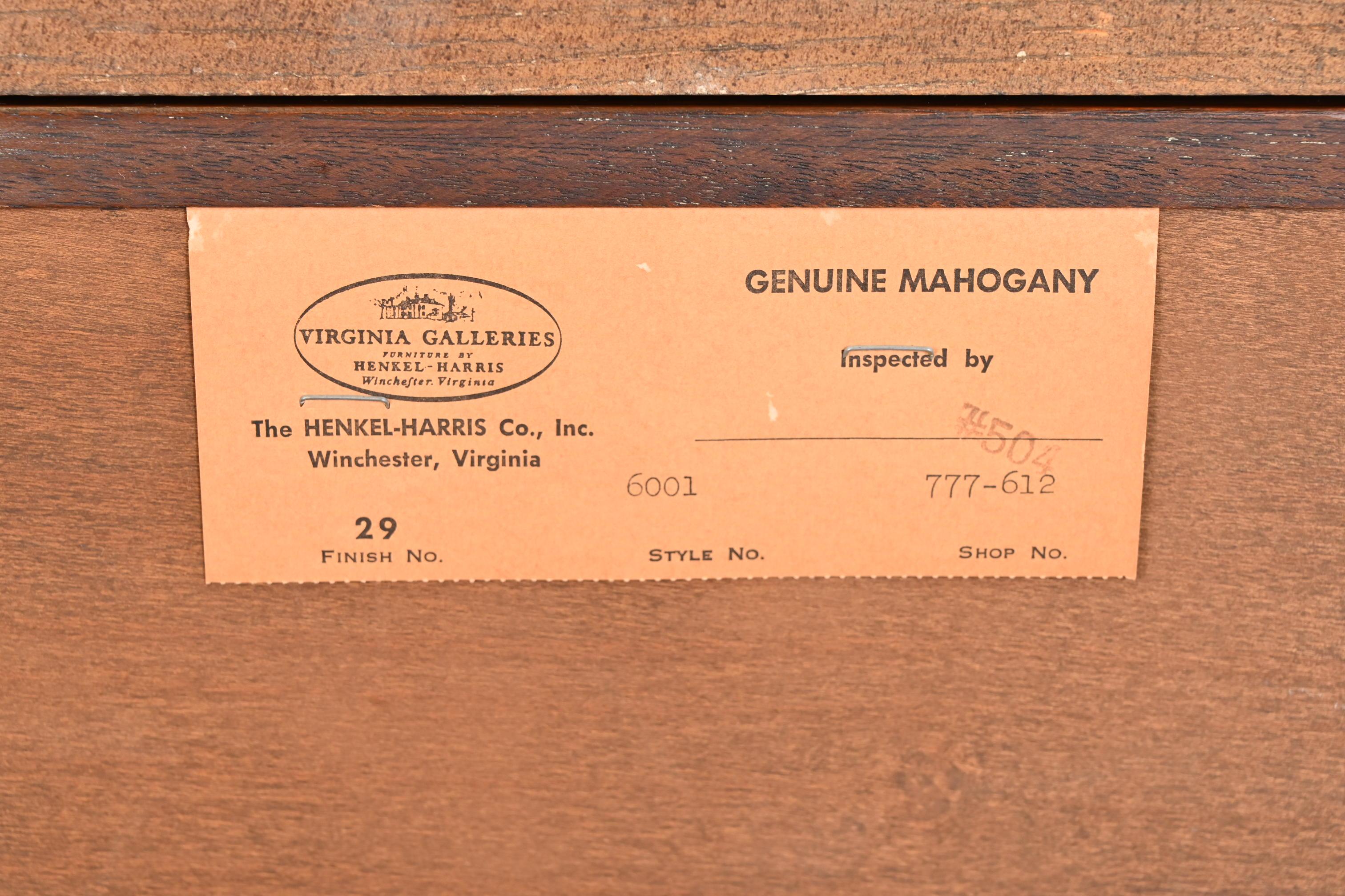 Henkel Harris Georgian Mahogany Drop Front Secretary Desk with Bookcase Hutch For Sale 9