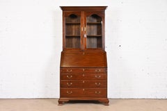 Henkel Harris Georgian Mahogany Drop Front Secretary Desk with Bookcase Hutch