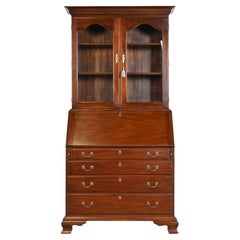 Henkel Harris Georgian Mahogany Drop Front Secretary Desk with Bookcase Hutch