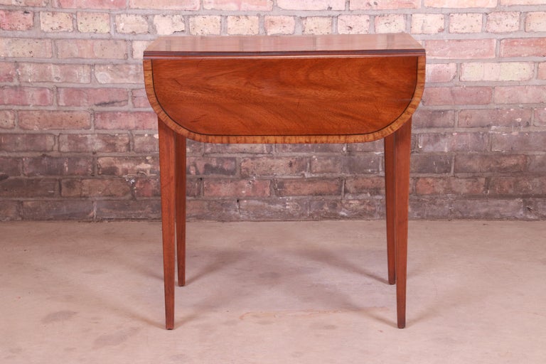 Henkel Harris Mahogany Drop Leaf Pembroke Side Table For Sale