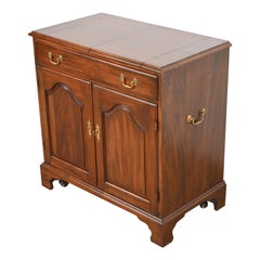Henkel Harris Georgian Mahogany Flip Top Rolling Buffet Server or Bar Cabinet
