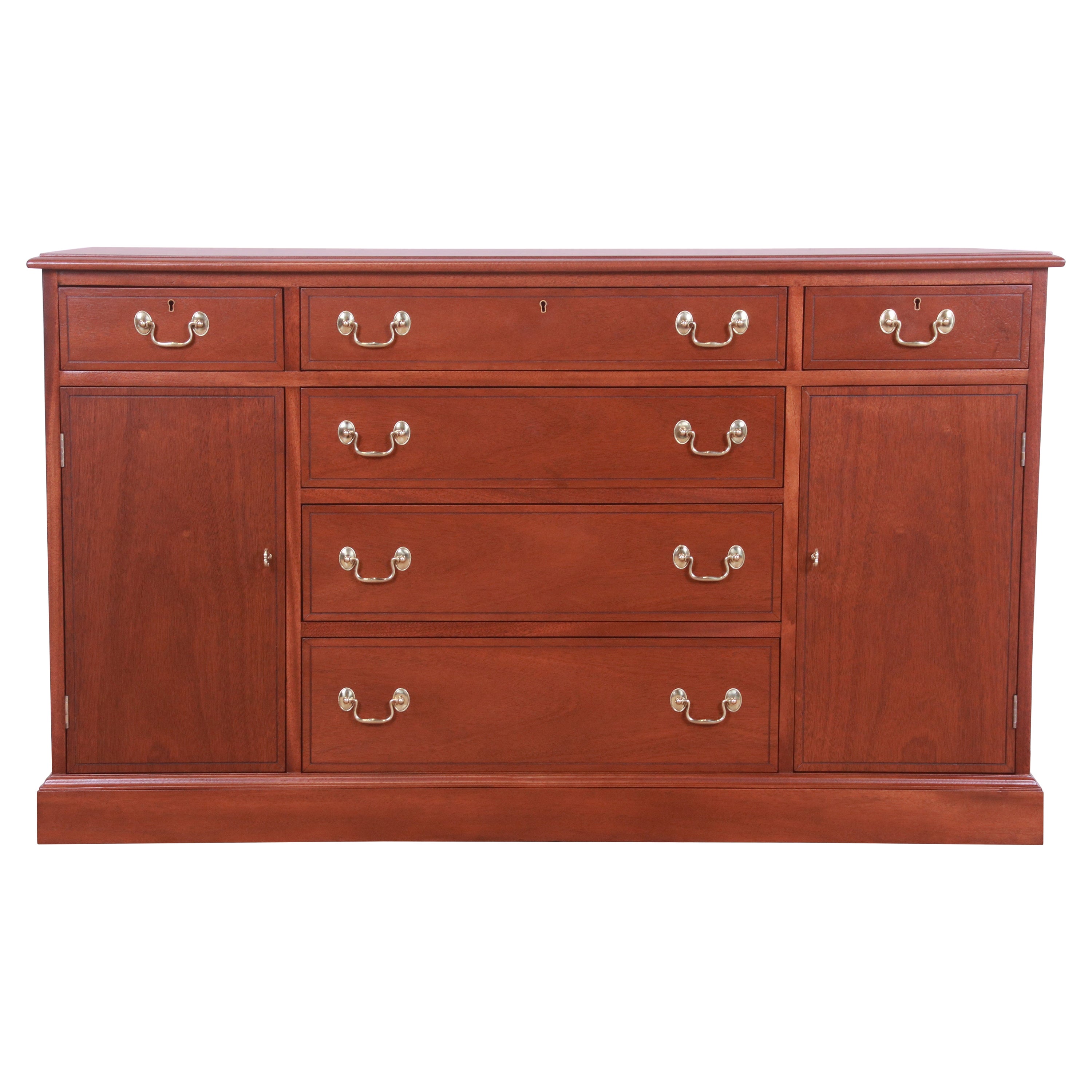 Henkel Harris Georgian Mahogany Sideboard Credenza or Bar Cabinet, Refinished