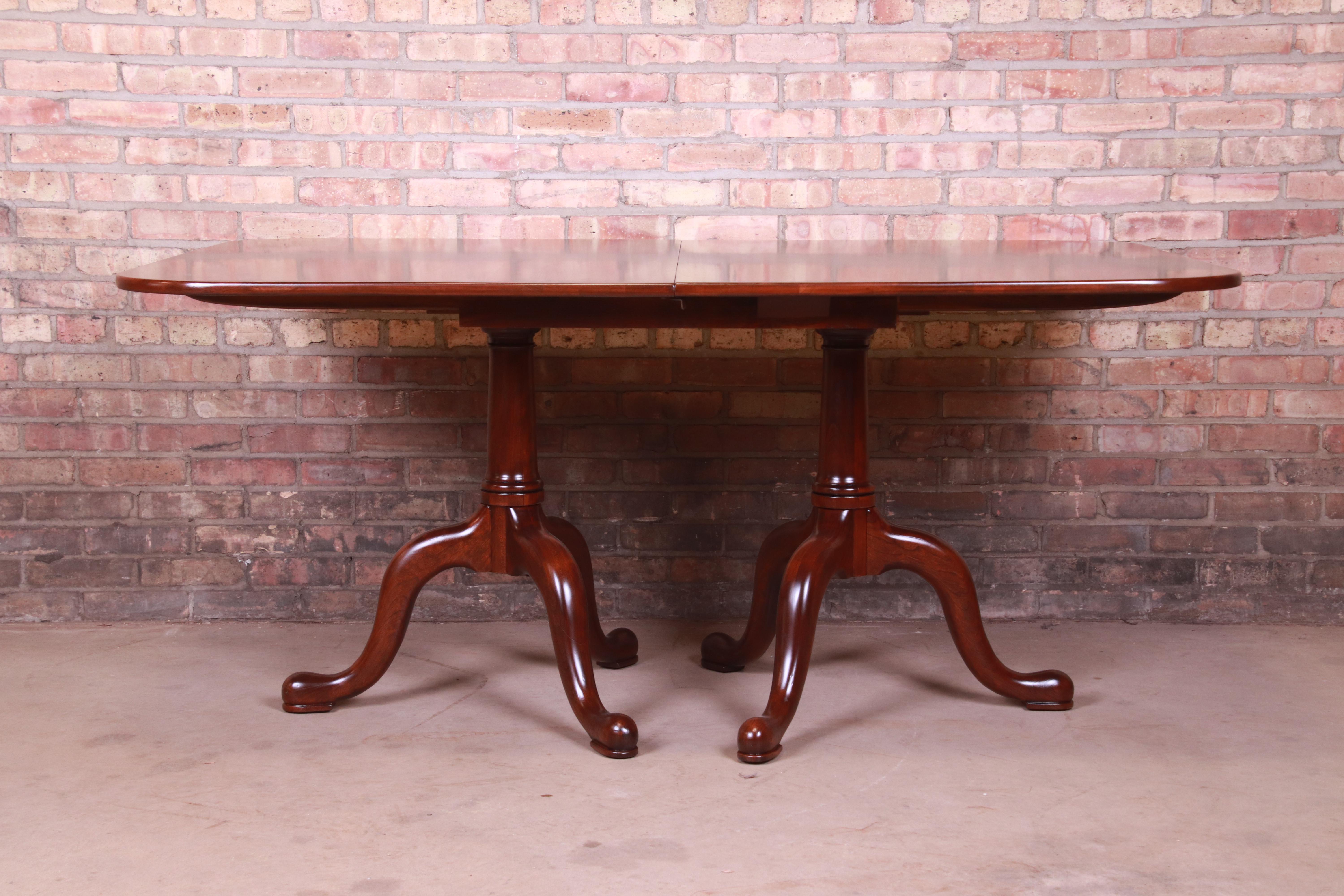 Henkel Harris Georgian Solid Cherry Double Pedestal Dining Table, Refinished 1