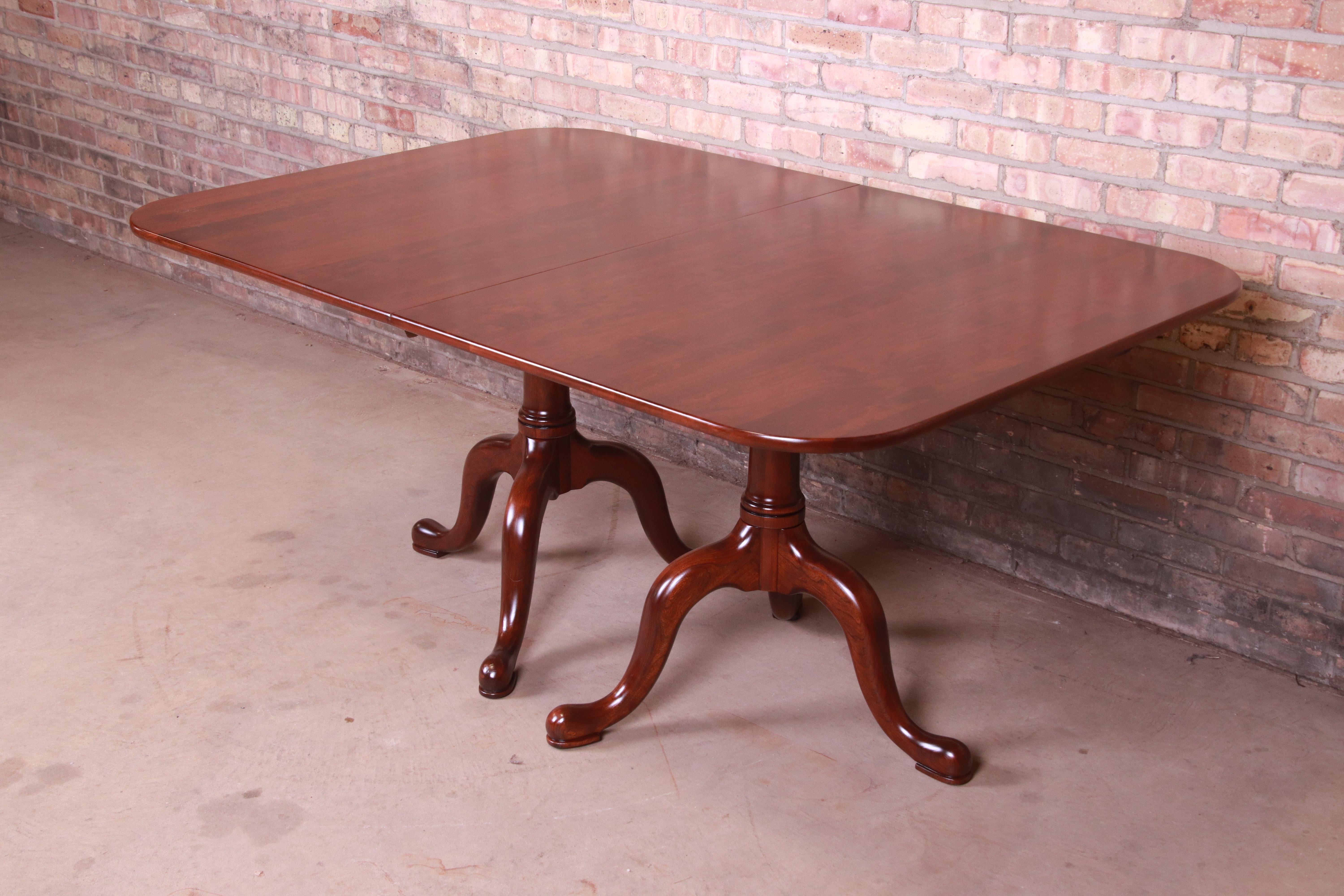 Henkel Harris Georgian Solid Cherry Double Pedestal Dining Table, Refinished 3