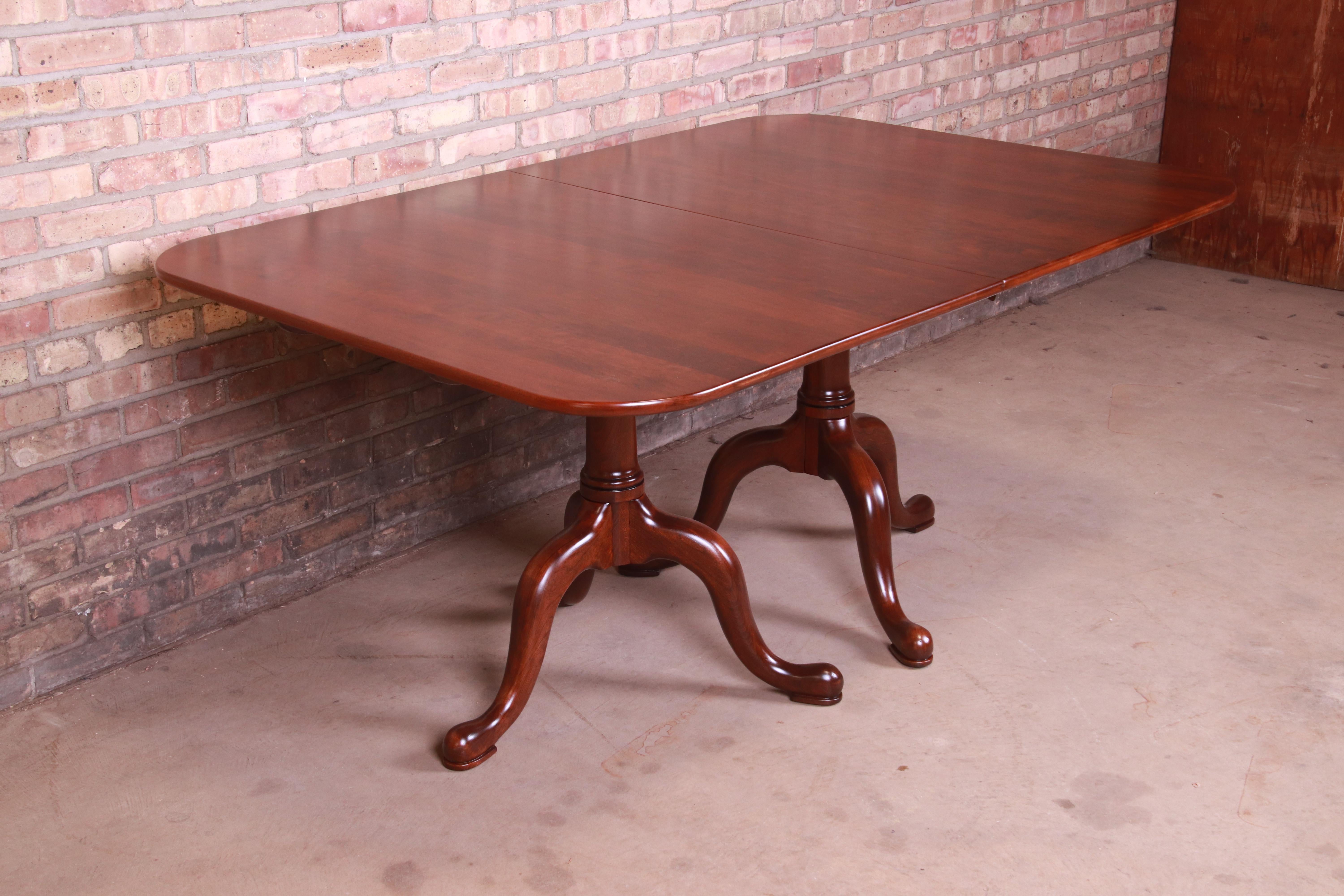 Henkel Harris Georgian Solid Cherry Double Pedestal Dining Table, Refinished 4