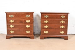 Henkel Harris Georgian Solid Cherry Wood Bedside Chests, Newly Refinished