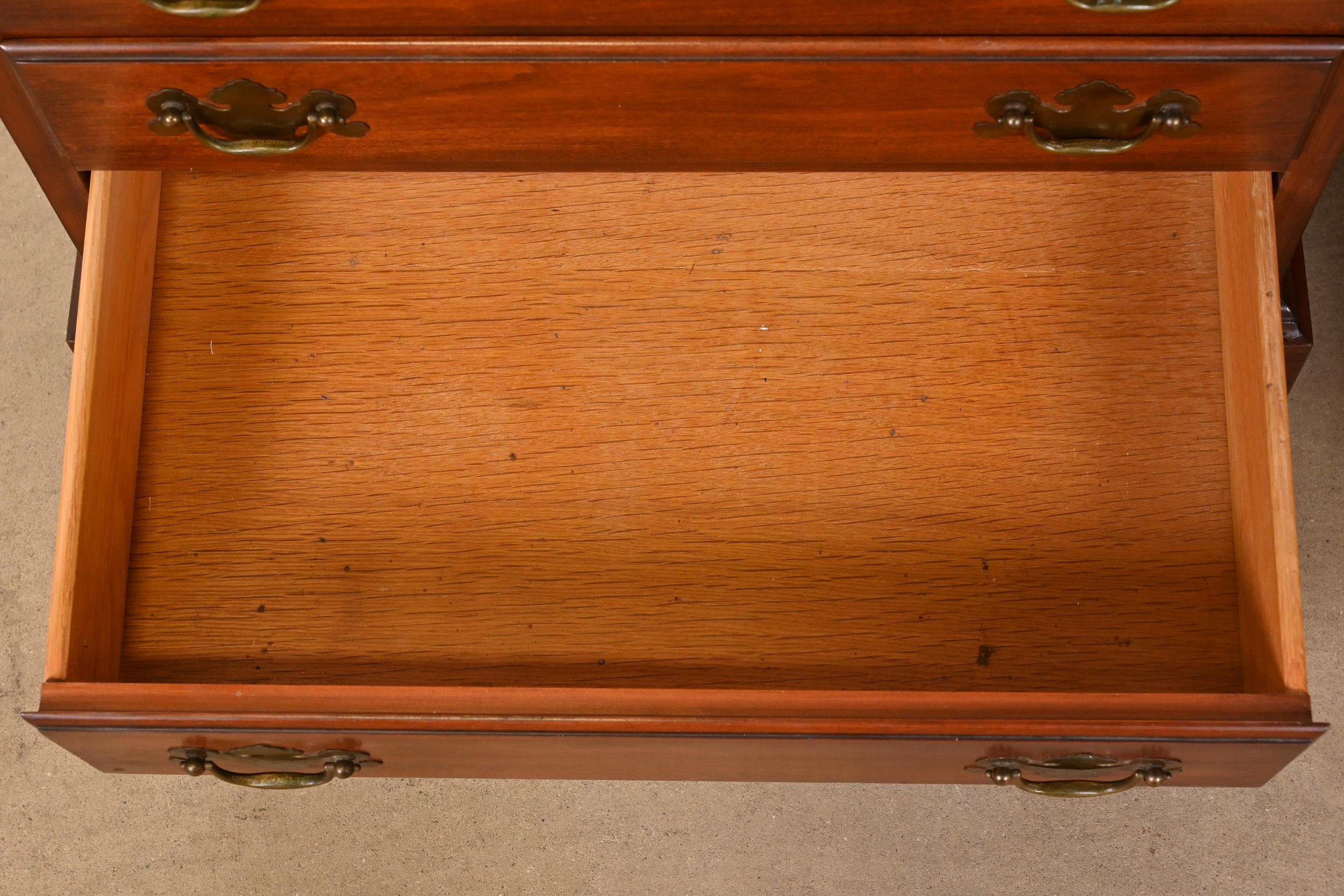 Henkel Harris Georgian Solid Cherry Wood Bedside Chests, Pair For Sale 1