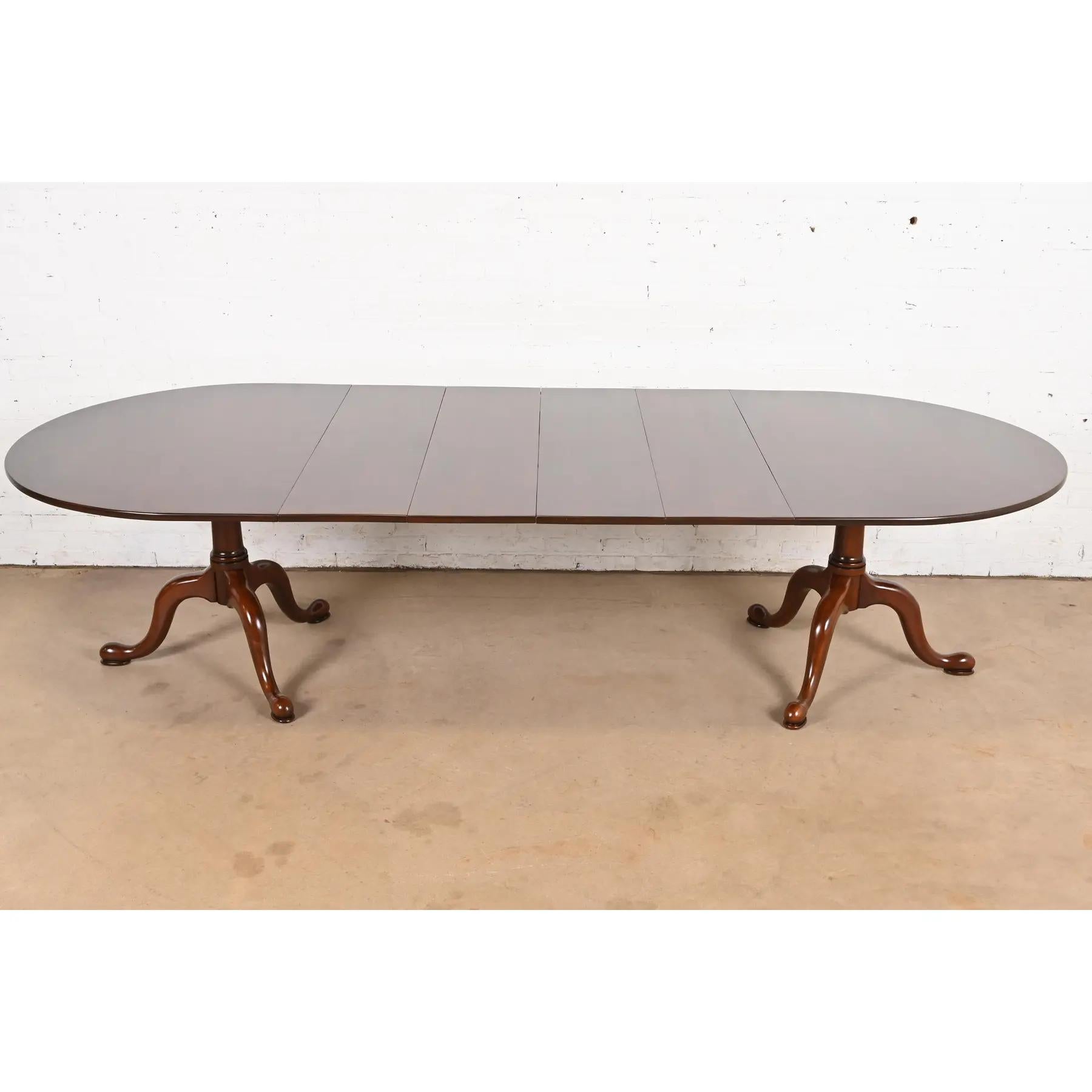 American Henkel Harris Georgian Solid Cherry Wood Extension Dining Table, Refinished For Sale