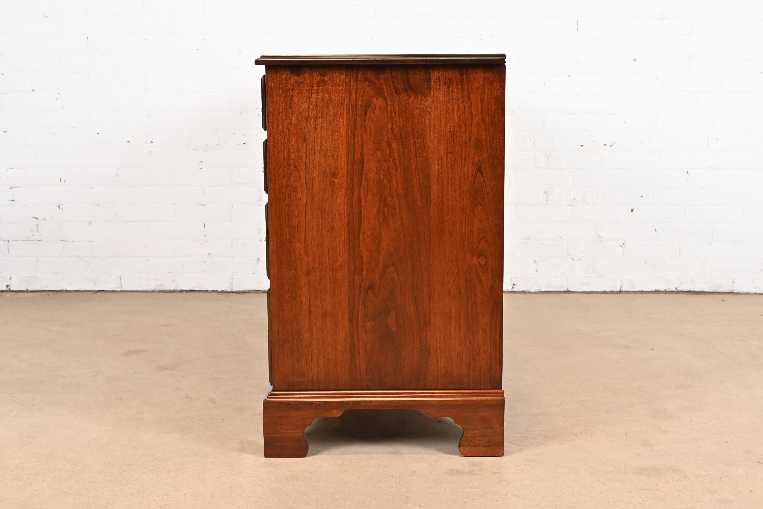 Henkel Harris Georgian Solid Cherry Wood Ten-Drawer Dresser, Newly Refinished For Sale 8