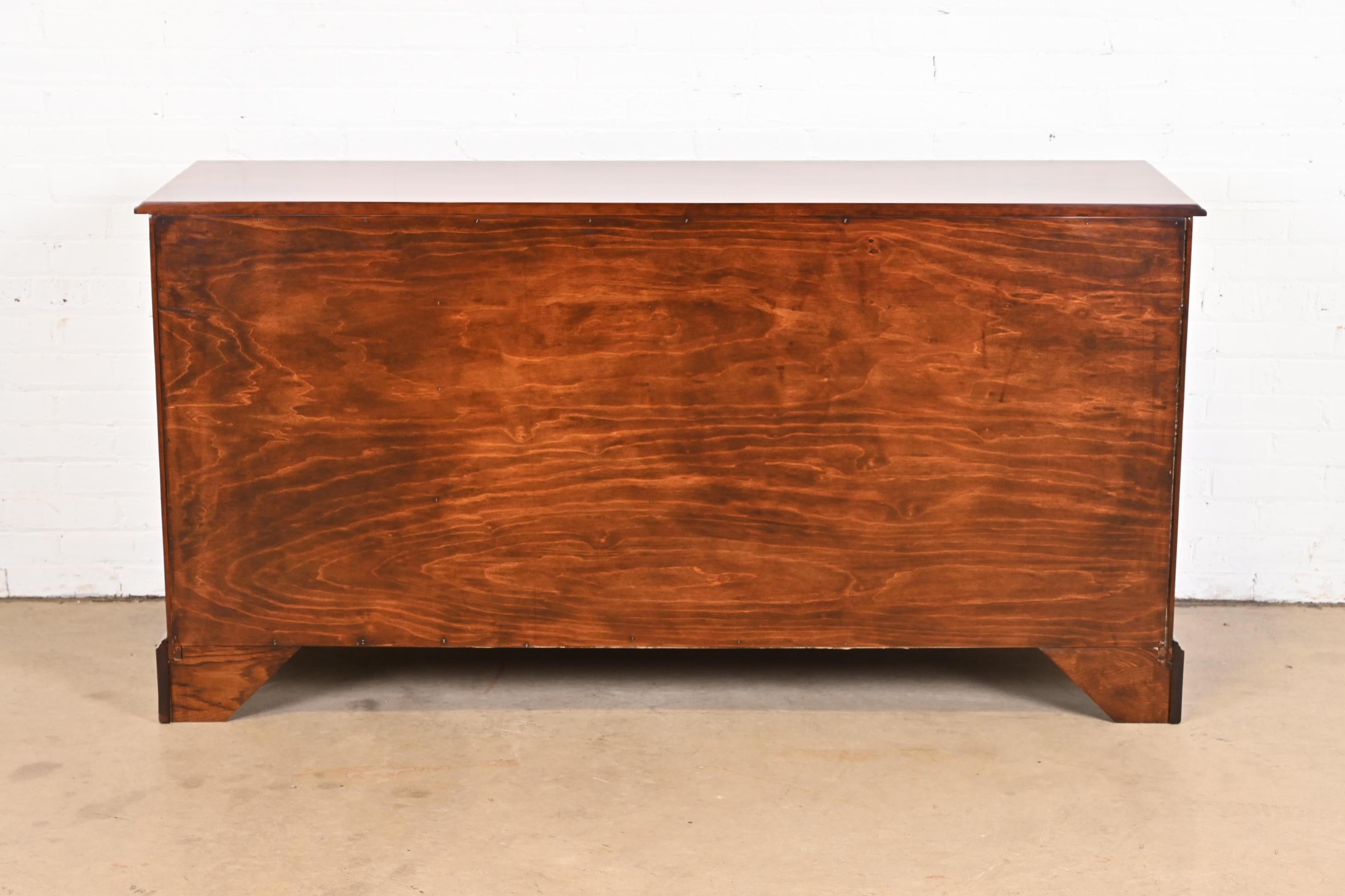 Henkel Harris Georgian Solid Cherry Wood Ten-Drawer Dresser, Newly Refinished For Sale 9