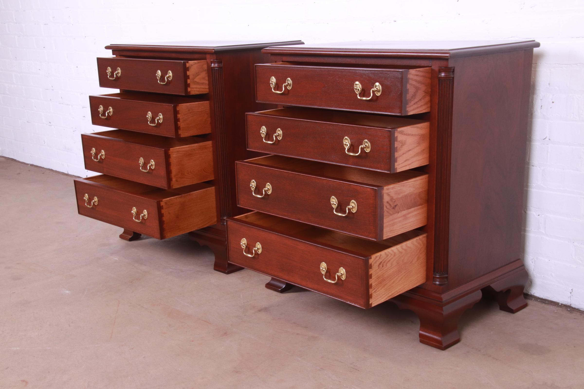 Henkel Harris Georgian Solid Mahogany Bedside Chests, Newly Refinished 4