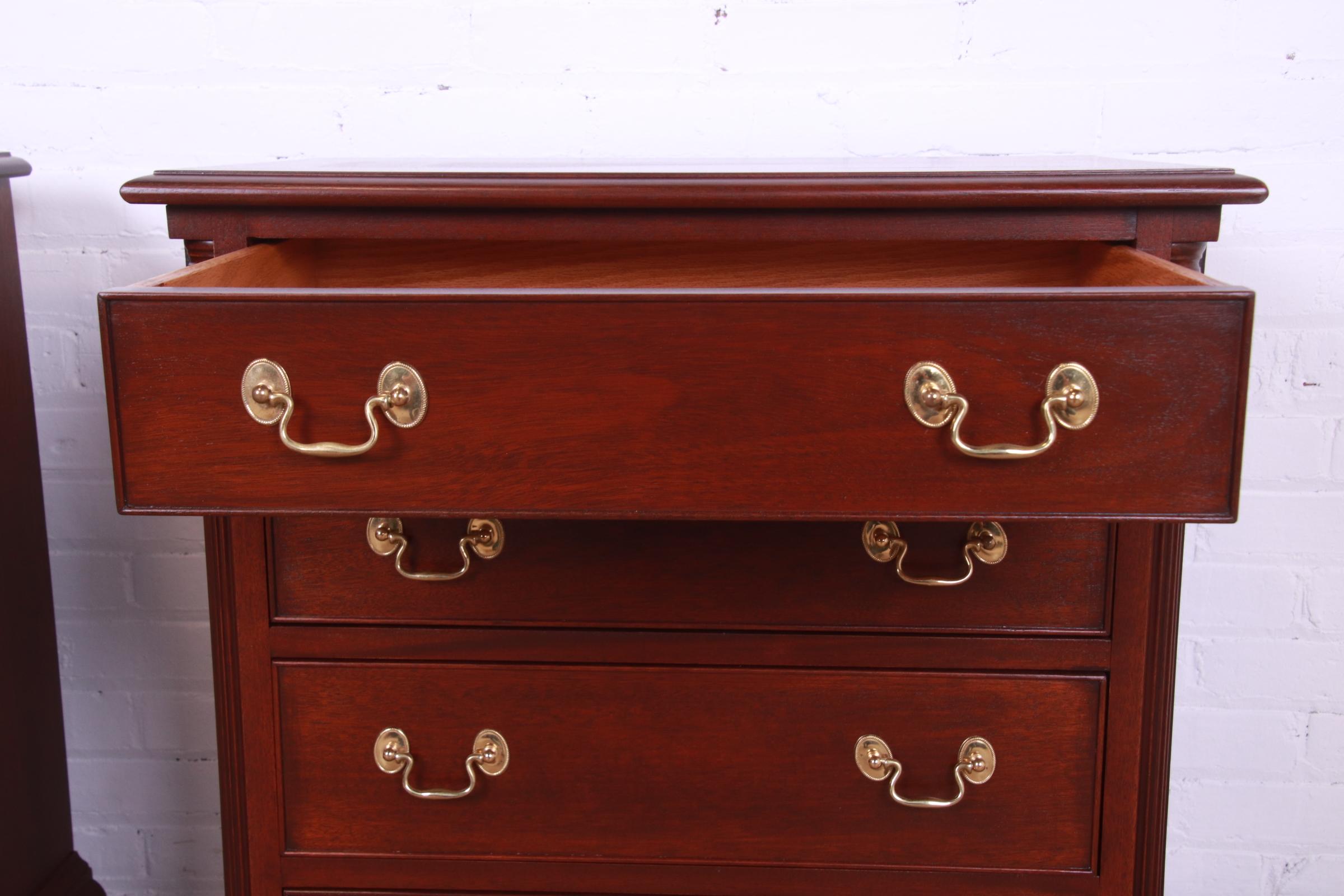 Henkel Harris Georgian Solid Mahogany Bedside Chests, Newly Refinished 5
