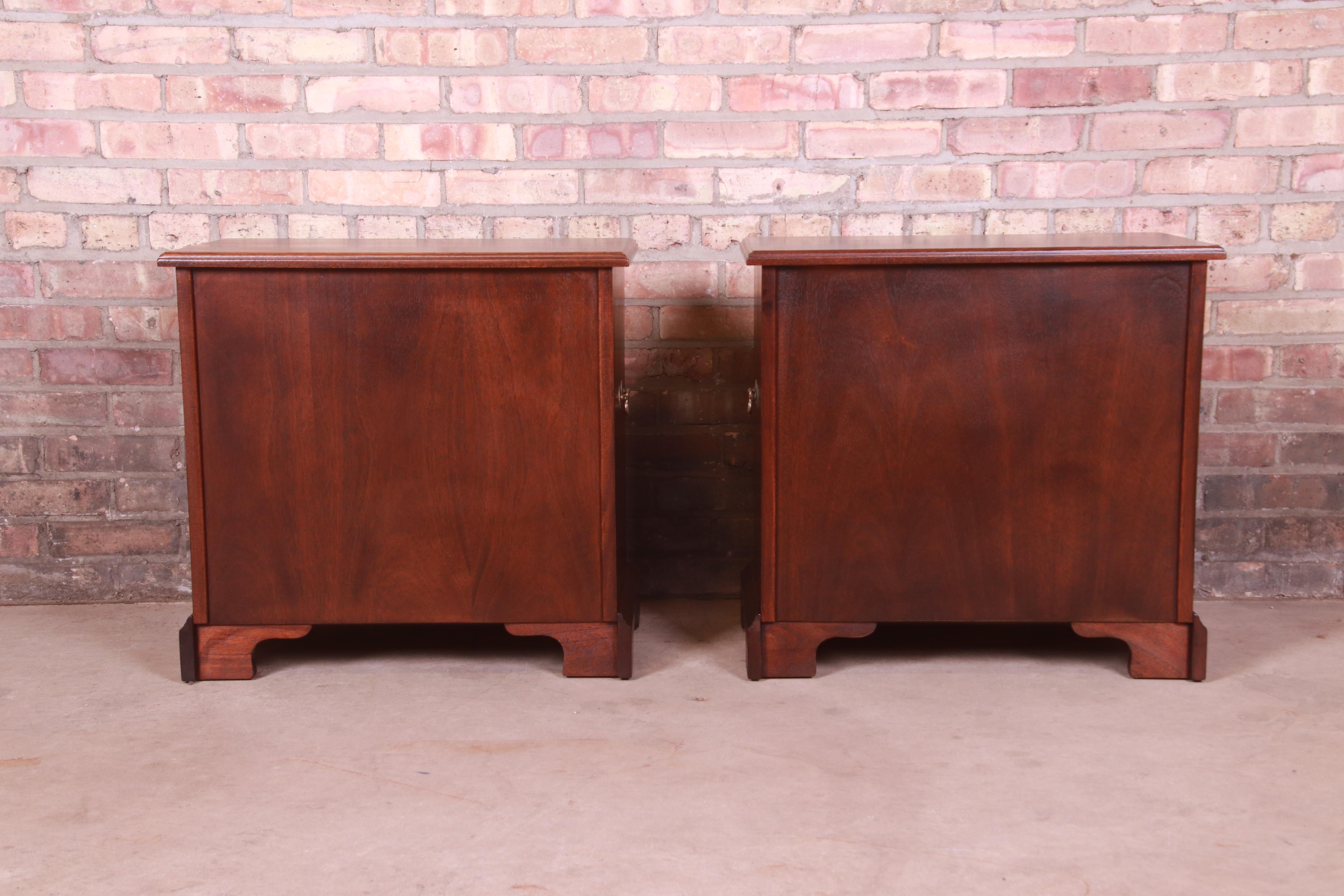 Henkel Harris Georgian Solid Mahogany Bedside Chests, Newly Refinished For Sale 6
