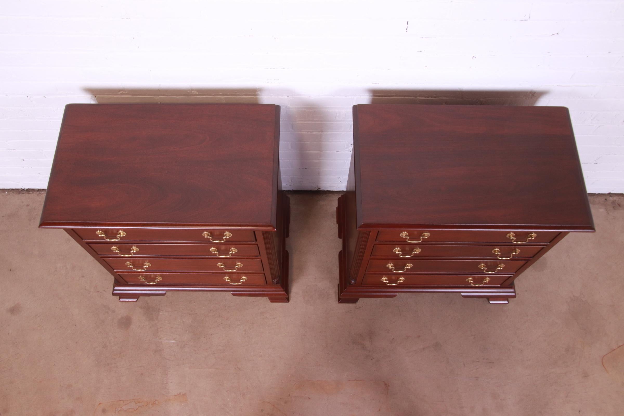 Henkel Harris Georgian Solid Mahogany Bedside Chests, Newly Refinished 10
