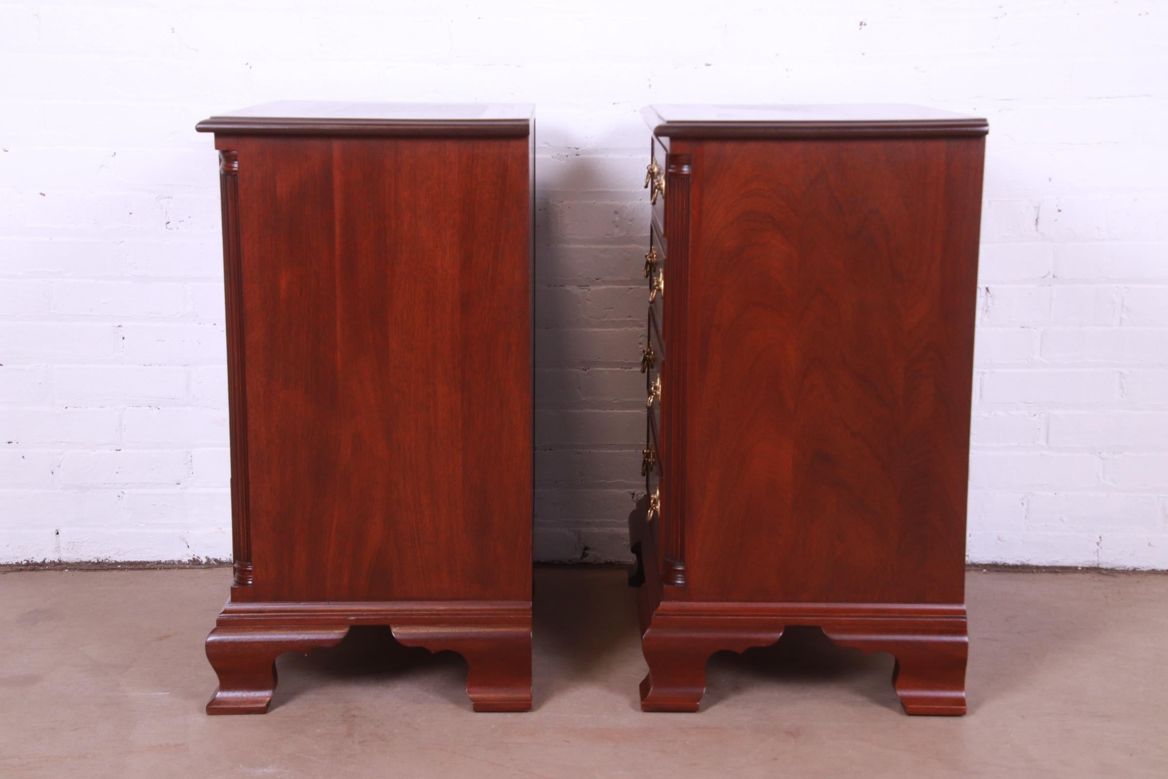 Henkel Harris Georgian Solid Mahogany Bedside Chests, Newly Refinished 12