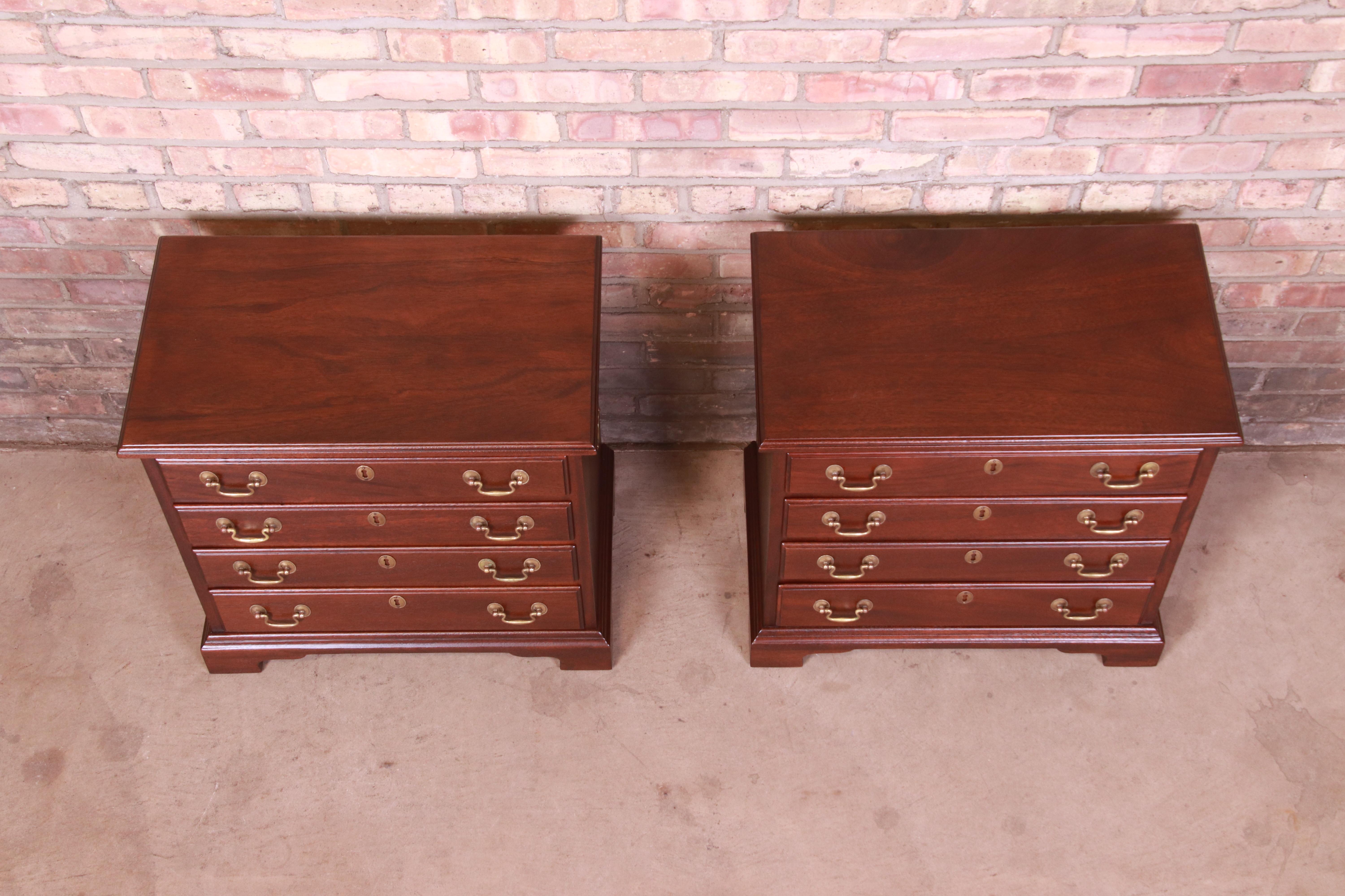 Henkel Harris Georgian Solid Mahogany Bedside Chests, Newly Refinished 1