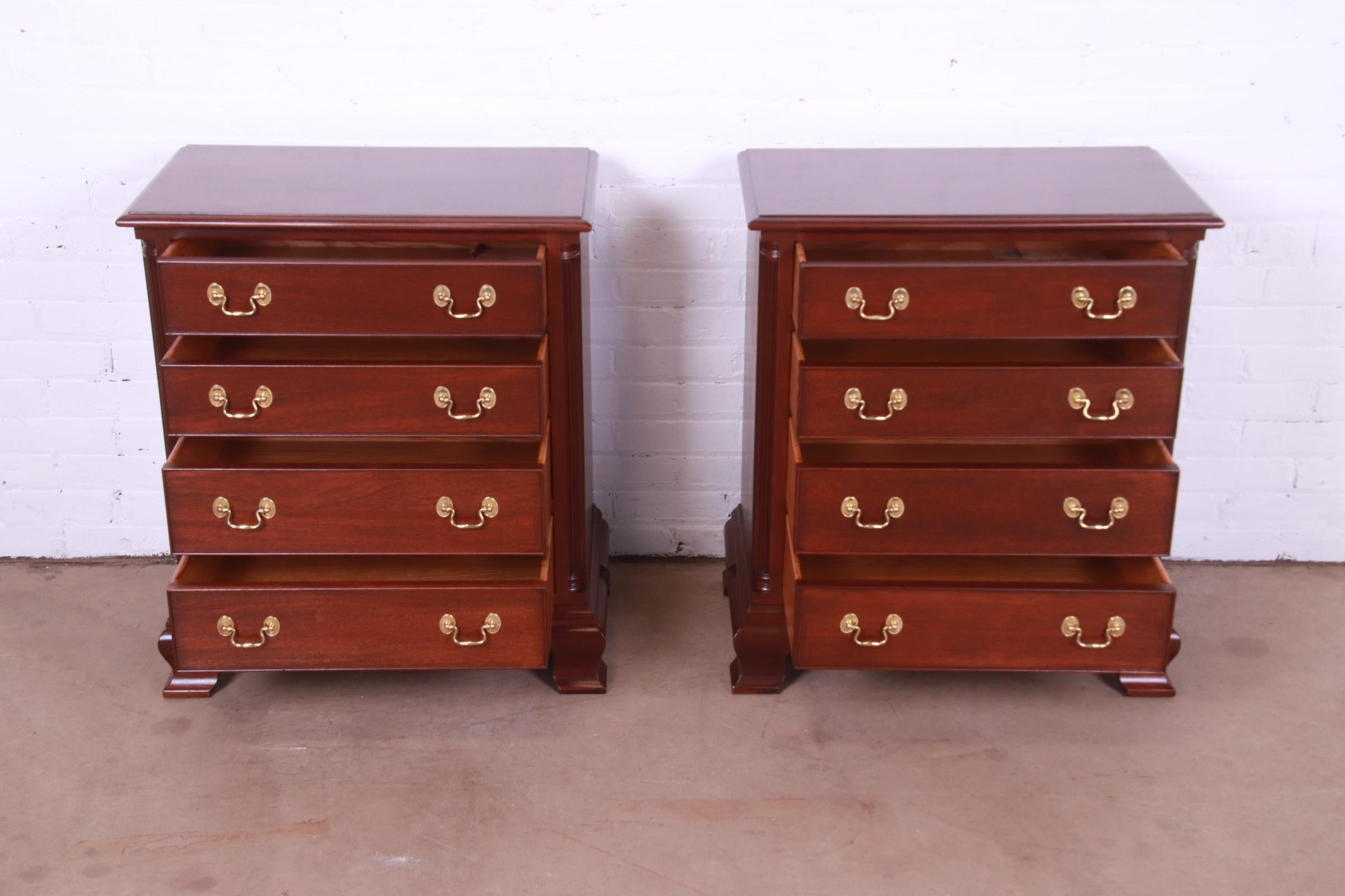 Henkel Harris Georgian Solid Mahogany Bedside Chests, Newly Refinished 2