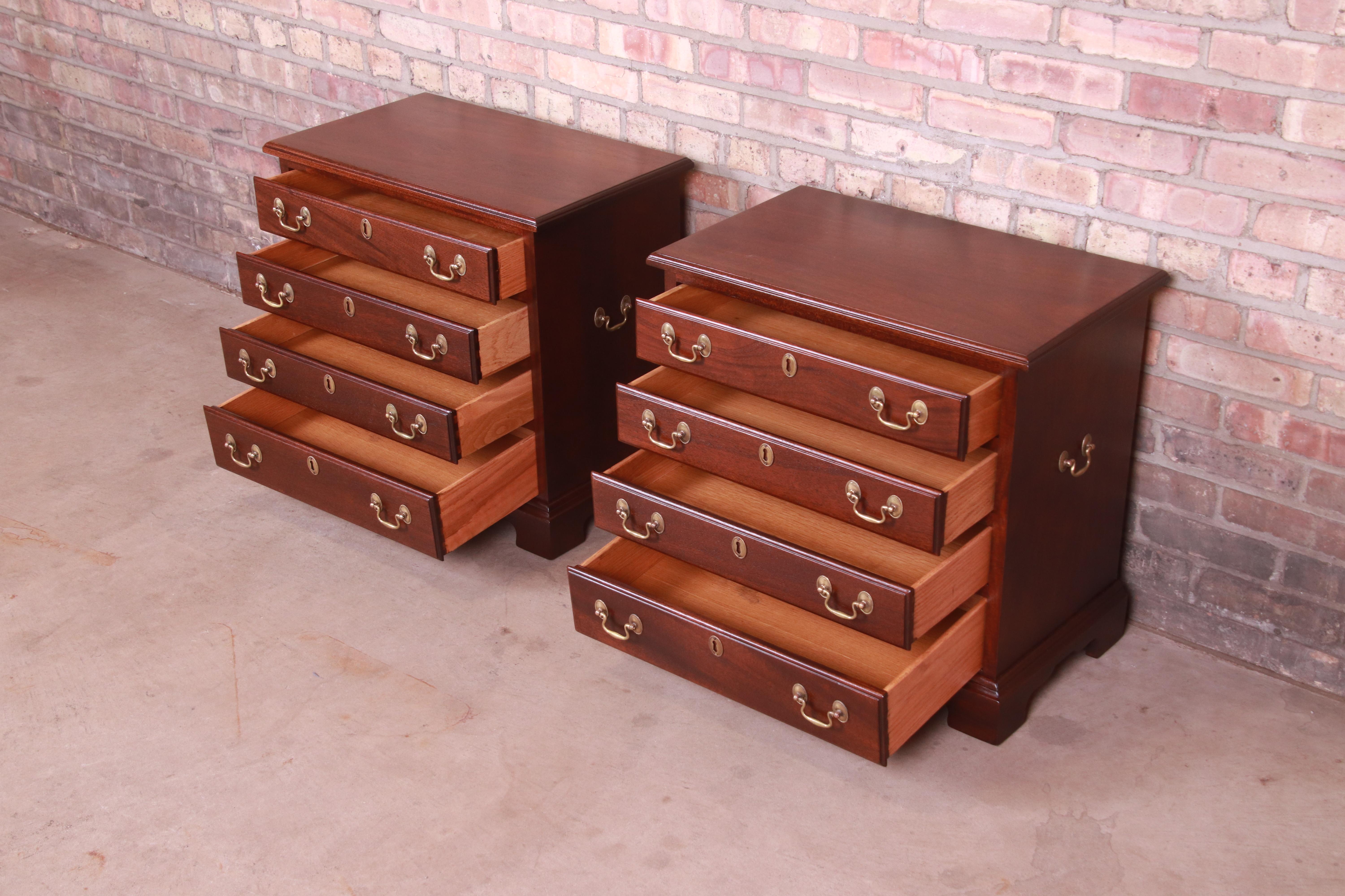 Henkel Harris Georgian Solid Mahogany Bedside Chests, Newly Refinished 3