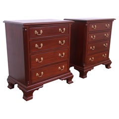 Henkel Harris Georgian Solid Mahogany Bedside Chests, Newly Refinished