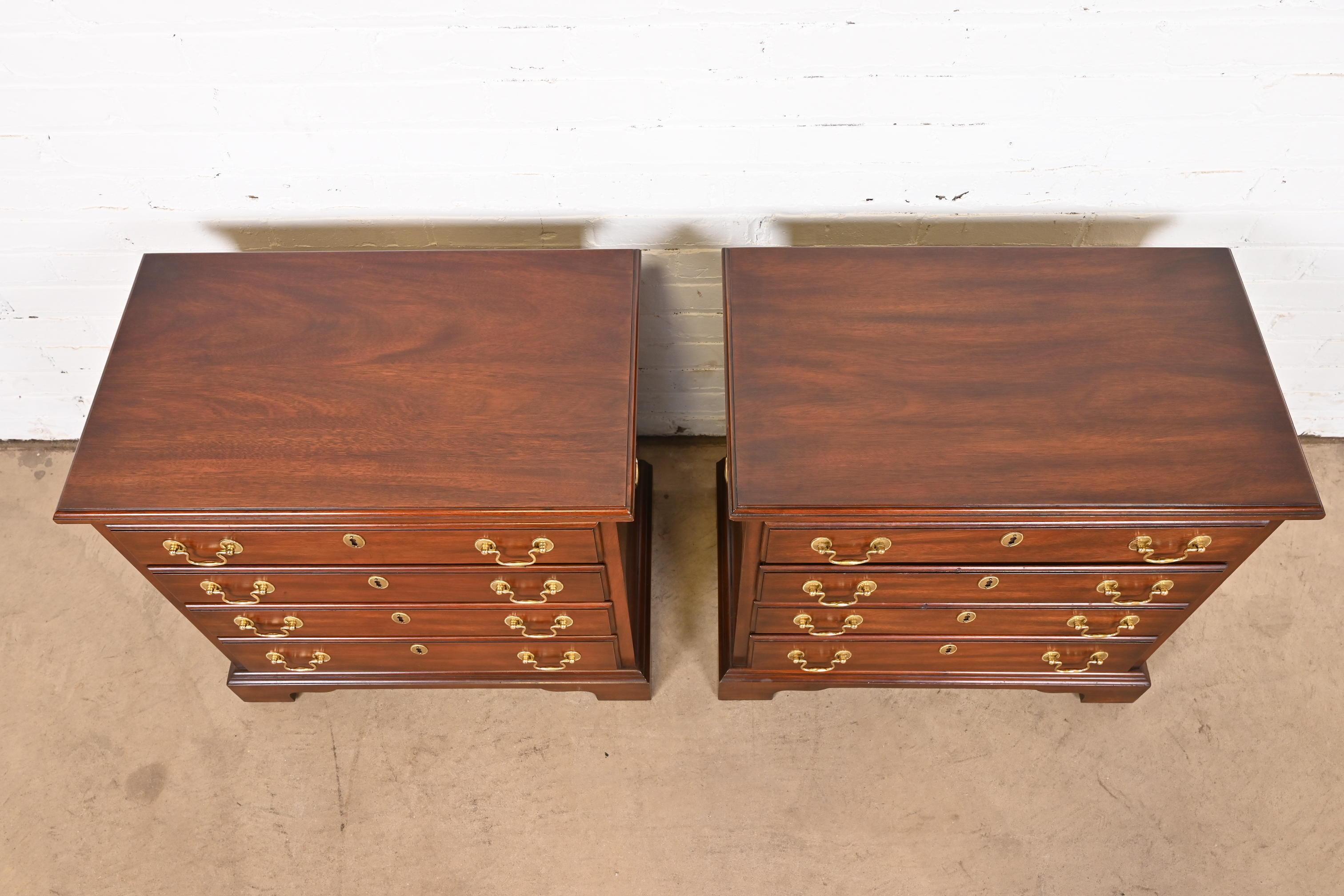 Henkel Harris Georgian Solid Mahogany Bedside Chests, Pair 6
