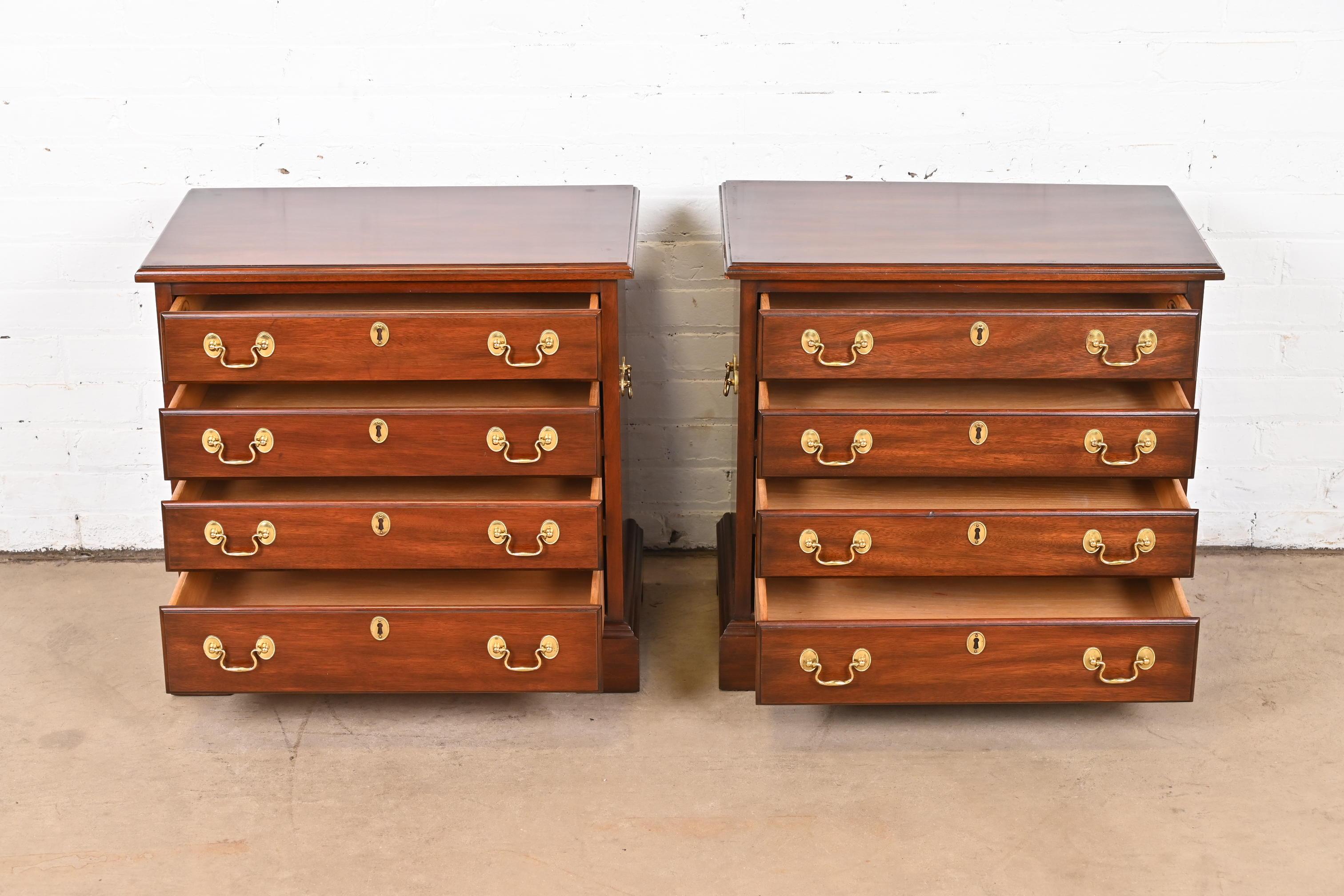 Henkel Harris Georgian Solid Mahogany Bedside Chests, Pair 2