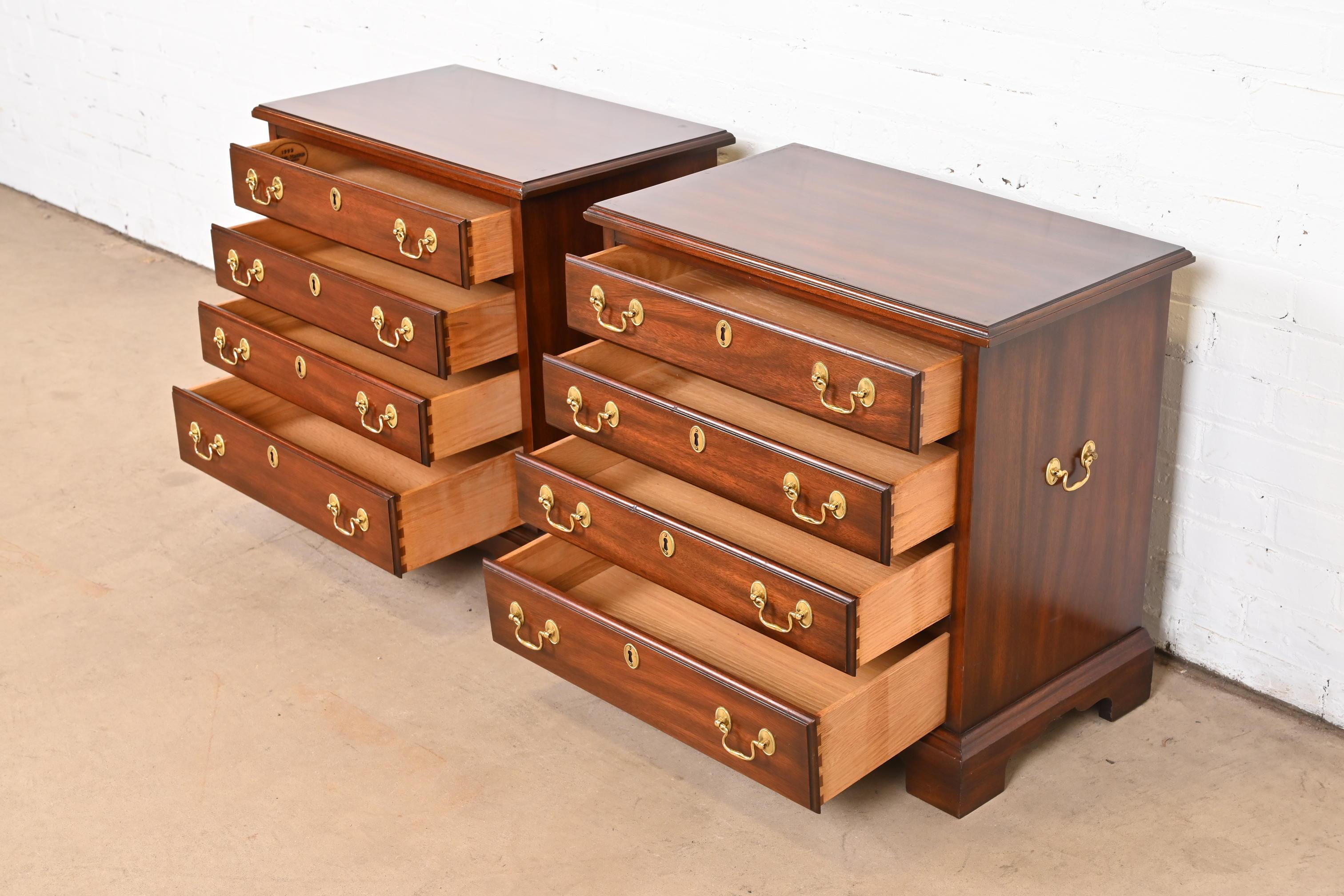 Henkel Harris Georgian Solid Mahogany Bedside Chests, Pair 3