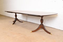 Henkel Harris Georgian Solid Mahogany Double Pedestal Extension Dining Table