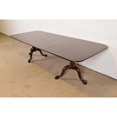 Henkel Harris Georgian Solid Mahogany Double Pedestal Extension Dining Table