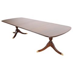 Henkel Harris Georgian Solid Mahogany Double Pedestal Extension Dining Table