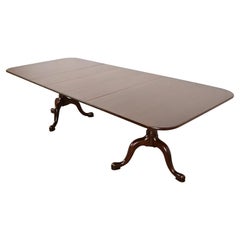Henkel Harris Georgian Solid Mahogany Double Pedestal Extension Dining Table