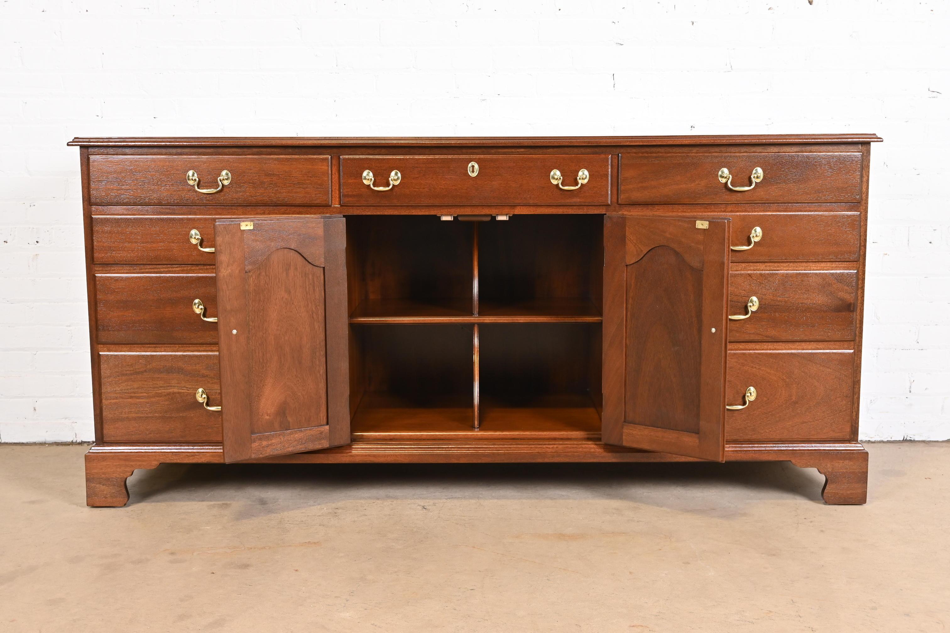 Henkel Harris Georgian Solid Mahogany Dresser or Credenza, Newly Refinished For Sale 2