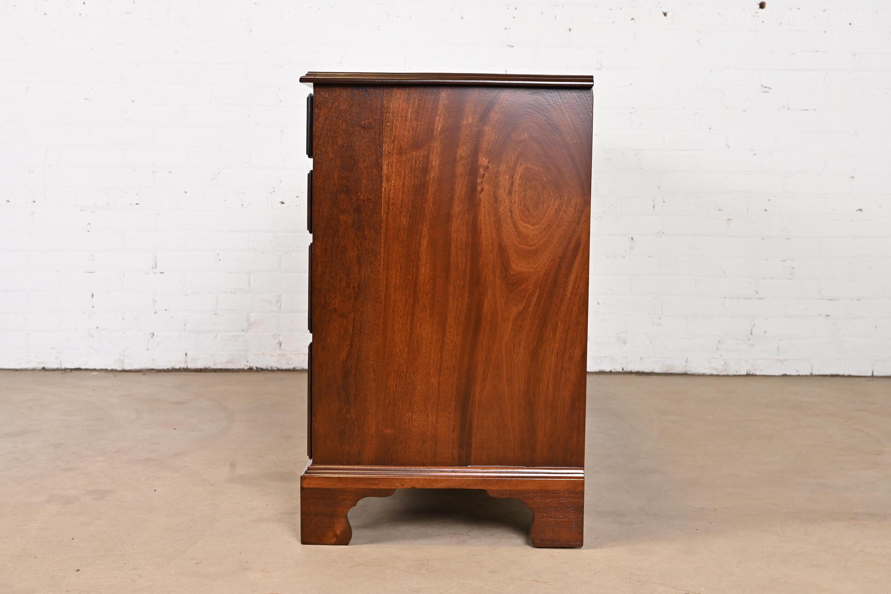 Henkel Harris Georgian Solid Mahogany Dresser or Credenza, Newly Refinished For Sale 8