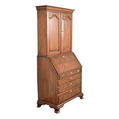Henkel Harris Georgian Solid Mahogany Drop Front Secretary Desk, 1969