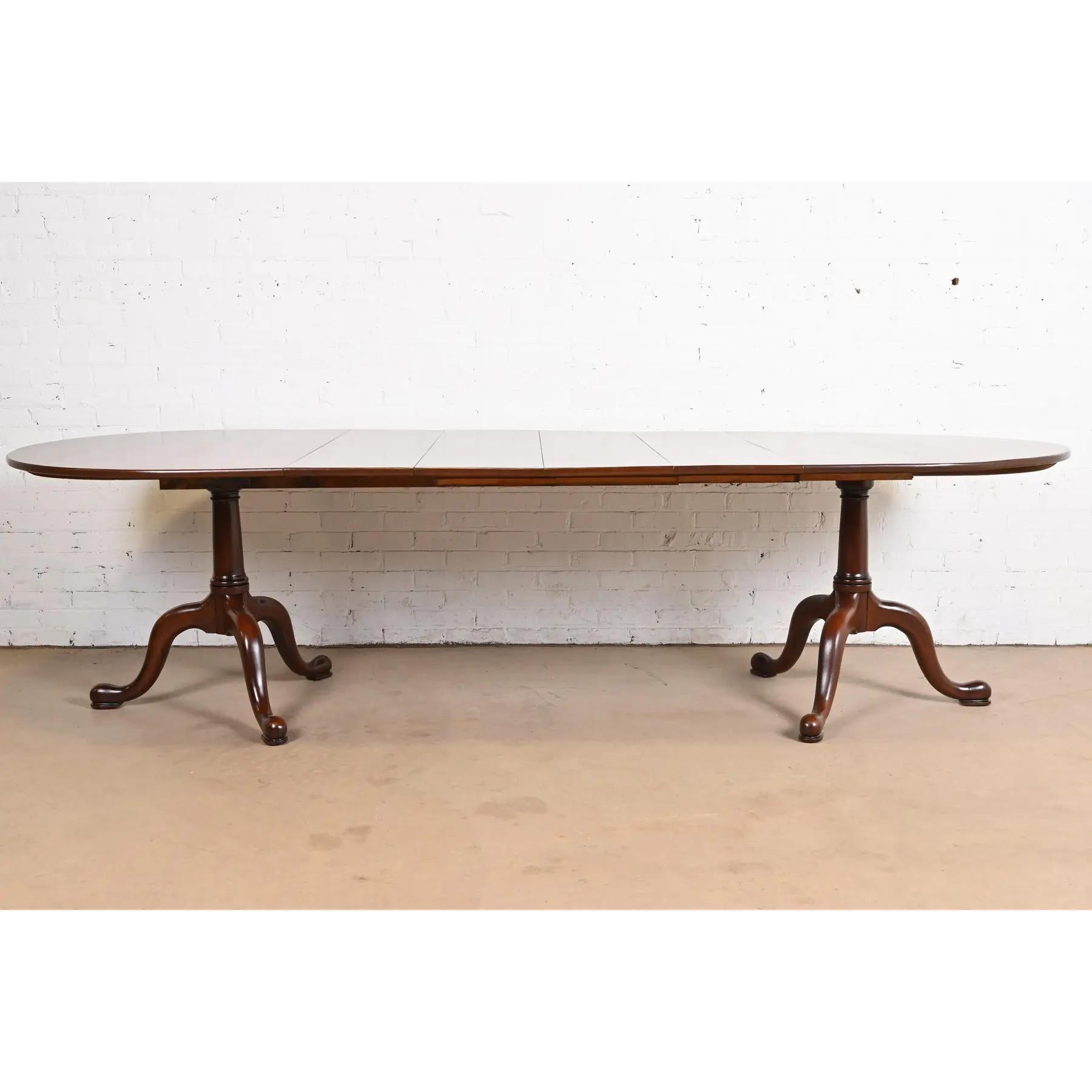 American Henkel Harris Georgian Solid Cherry Extension Dining Table, Newly Refinished For Sale