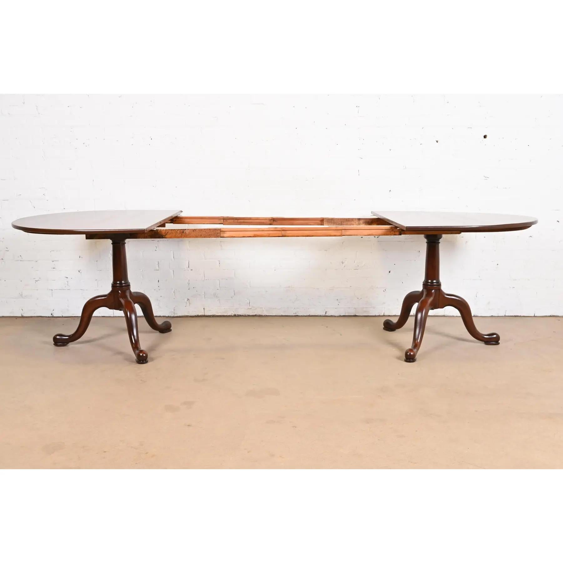 Henkel Harris Georgian Solid Cherry Extension Dining Table, Newly Refinished For Sale 2