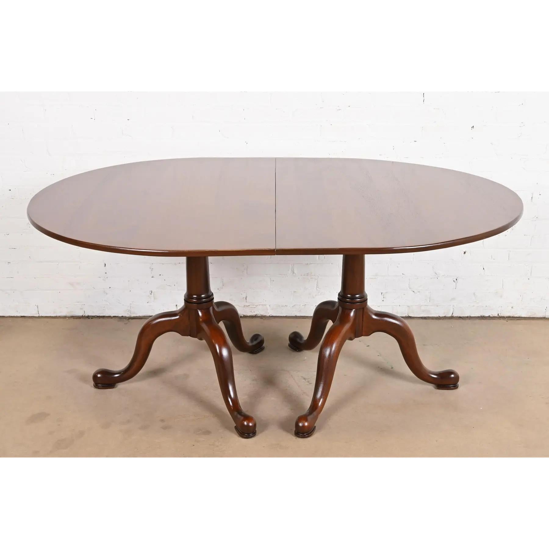 Henkel Harris Georgian Solid Cherry Extension Dining Table, Newly Refinished For Sale 3